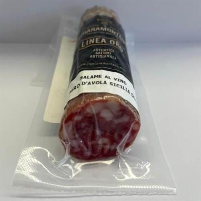 SALAME AL VINO NERO D'AVOLA META' GR 190 CHIARAMONT. solo su ordinazione
